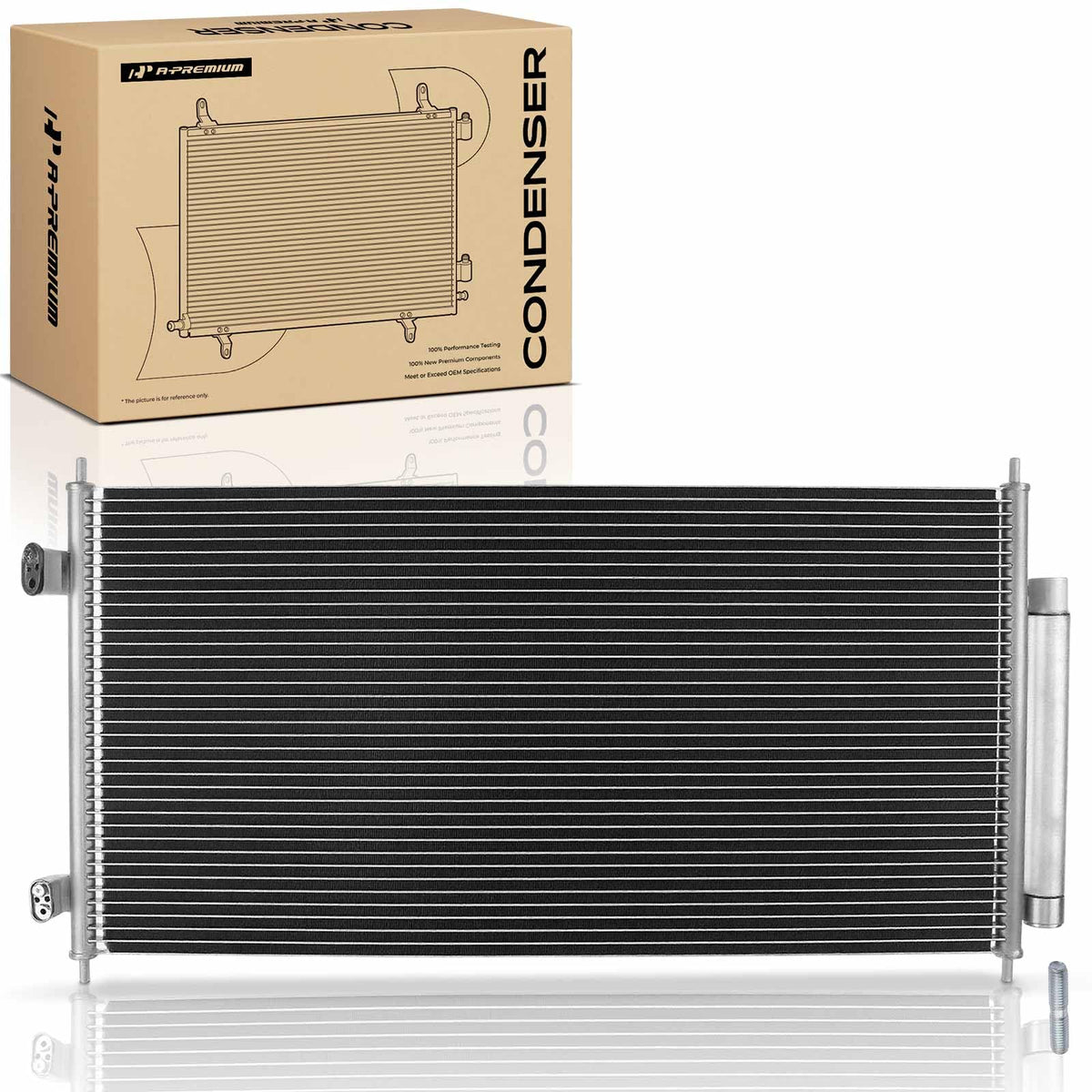 A-Premium condenser front view showing OE-fitment and quick replacement benefit