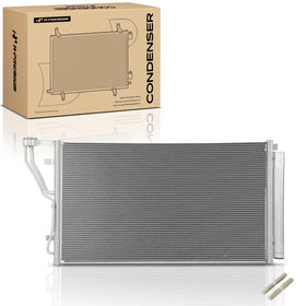 A-Premium condenser front view showing direct-fit mounting and streamlined cooling