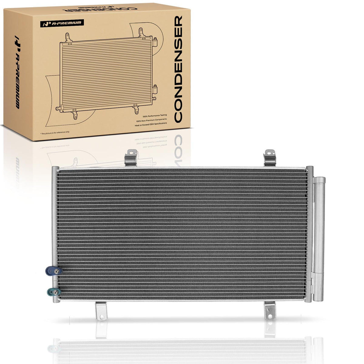 A-Premium condenser front view showing full assembly and durable finish benefit