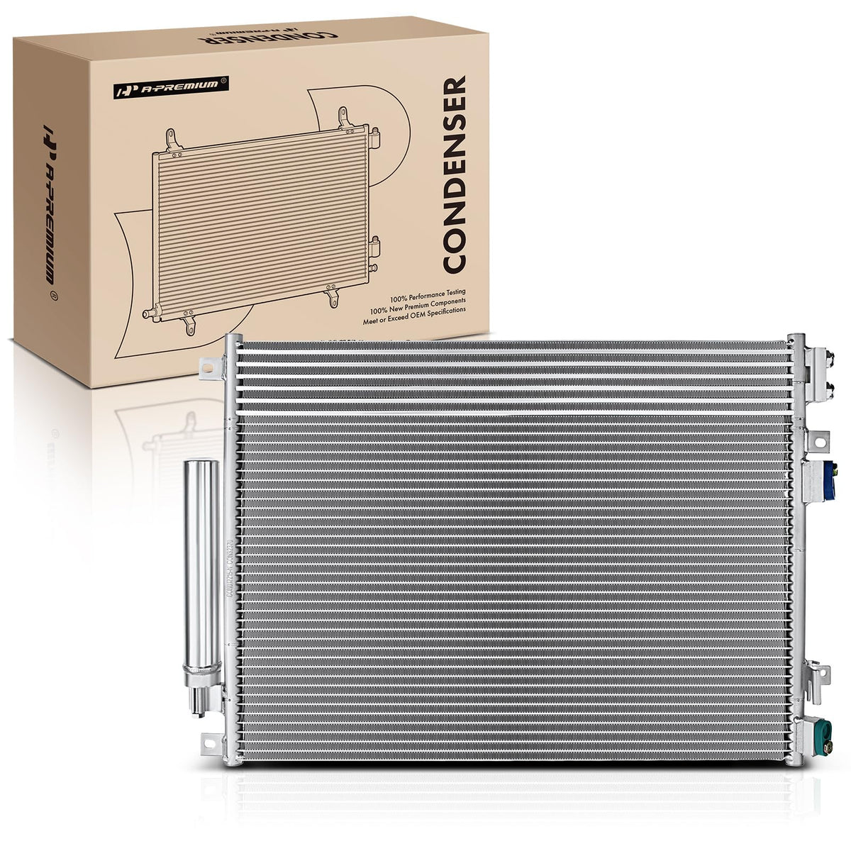 A-Premium condenser front view showing full profile and fitment benefit