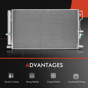 A-Premium condenser installed in engine bay demonstrating direct bolt-on replacement