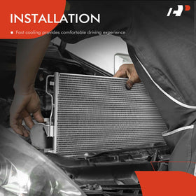 A-Premium condenser installed in Subaru engine bay restoring cabin cooling