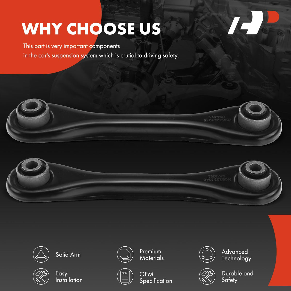 A-Premium installed on vehicle rear suspension demonstrating restored alignment and improved handling