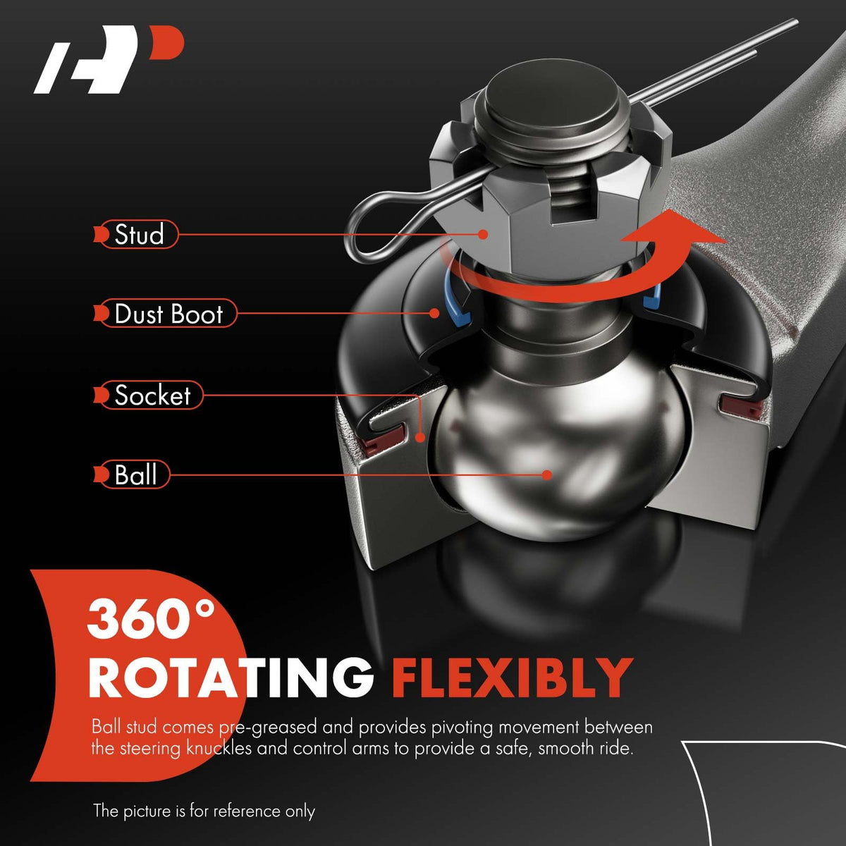 A-Premium control arm side profile with scale for correct dimensions benefit