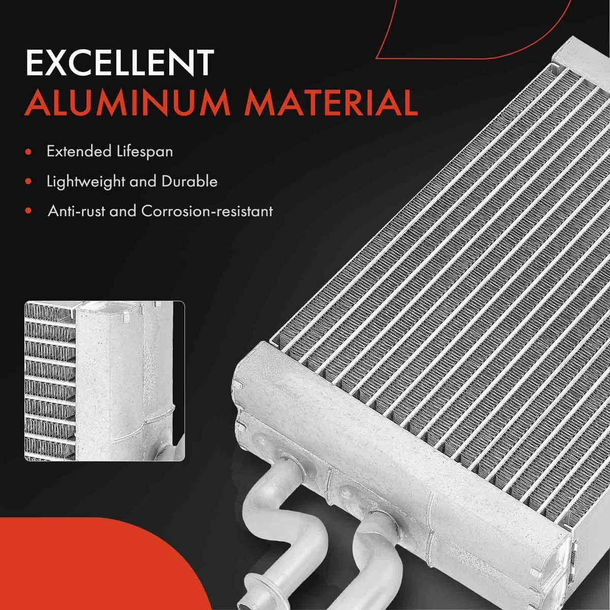 A-Premium core fin pattern detail highlighting aluminum plate-and-fin design for efficient cooling