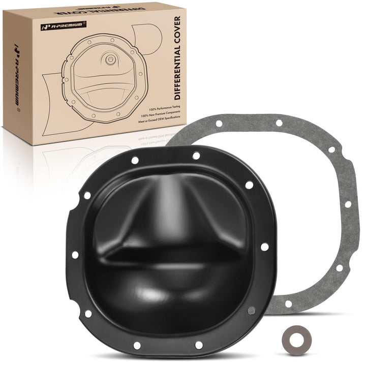 A-Premium front view of steel differential cover showing bolt pattern and durability