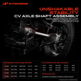 A-Premium CV axle close-up of neoprene boot protecting joint for longevity