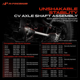 A-Premium full-length side profile axle illustrating correct compressed length