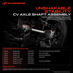 A-Premium left and right axles side by side showing different compressed lengths