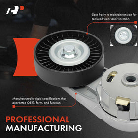 A-Premium tensioner beside ruler showing 82mm pulley diameter for quick verification