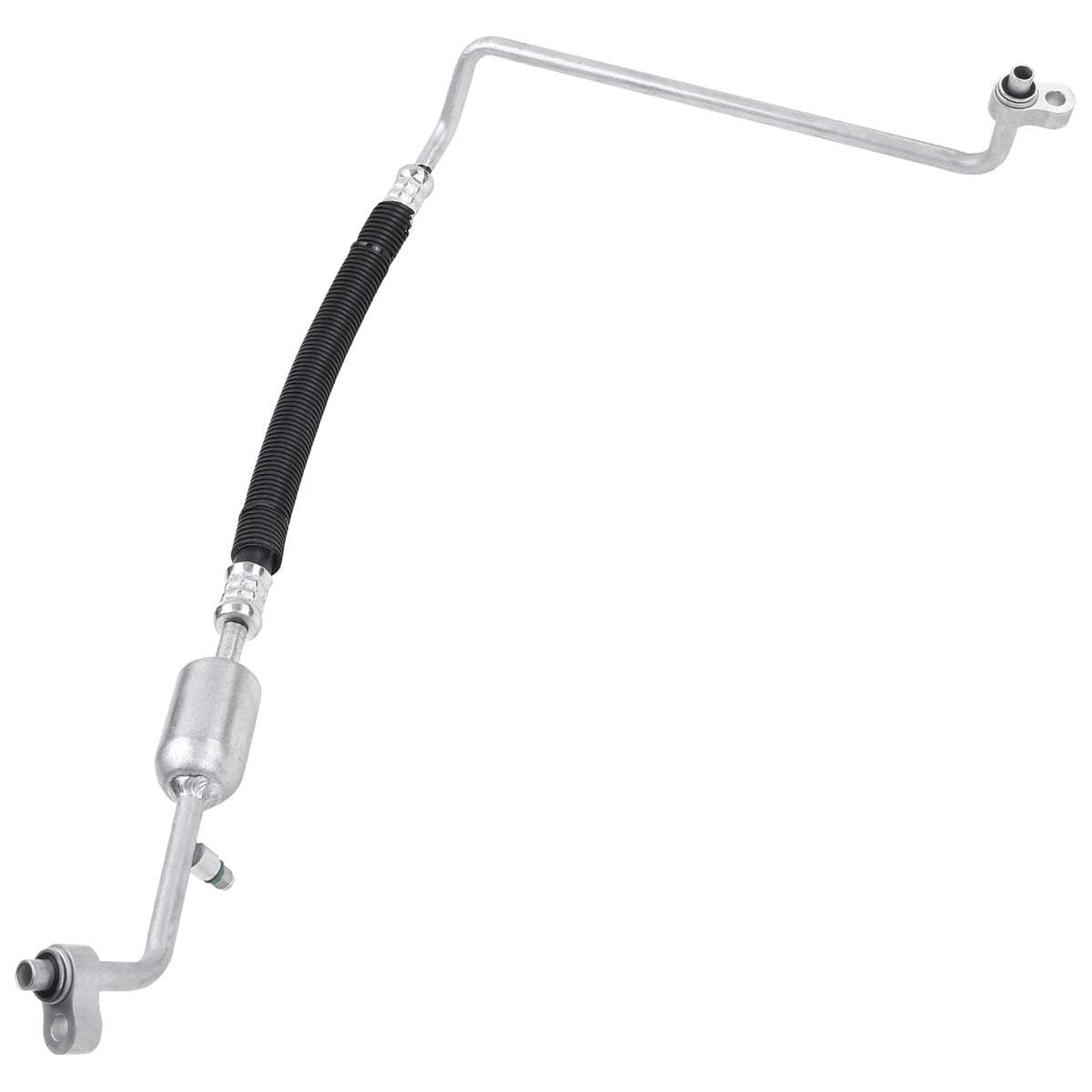A-Premium discharge line on a workbench with tools showing professional-ready repair