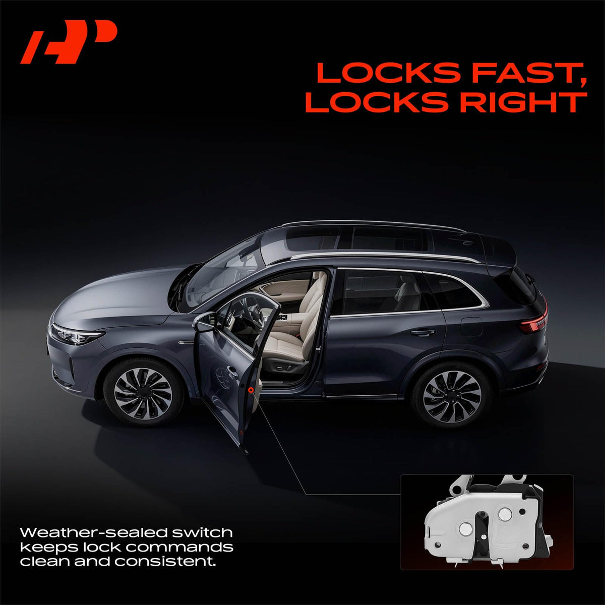 A-Premium latch close-up of metal teeth for durable catch performance