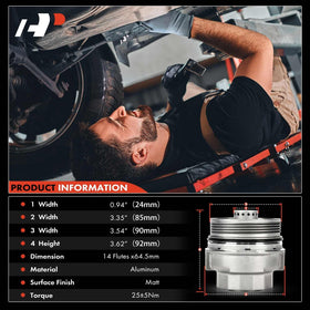 A-Premium drain plug detail highlighting easy oil draining benefit during service