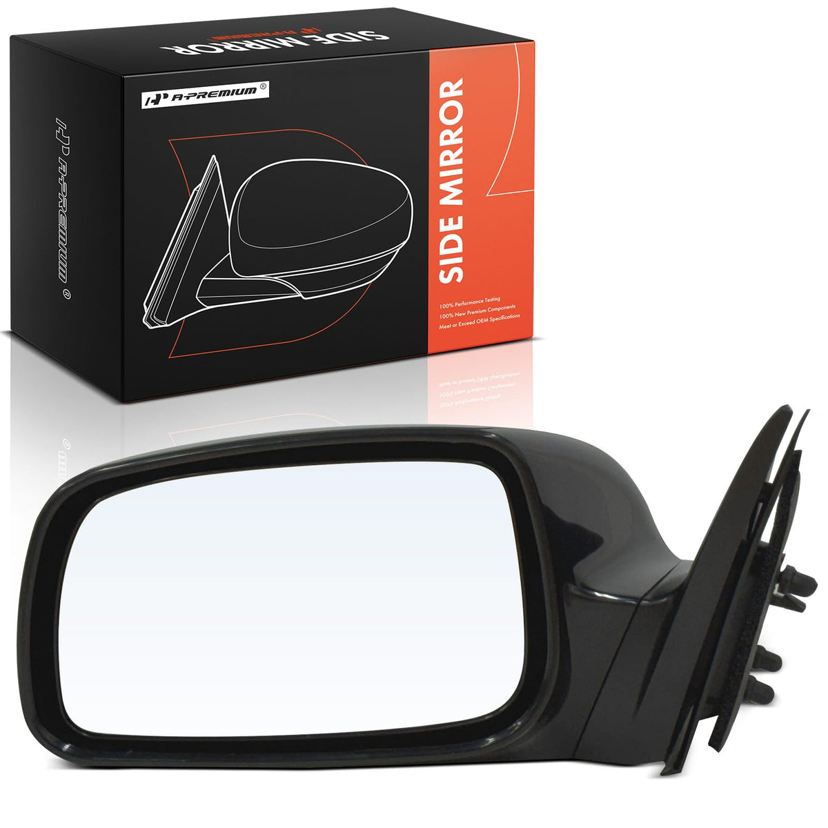 A-Premium front view of driver side mirror showing fit and finish benefit