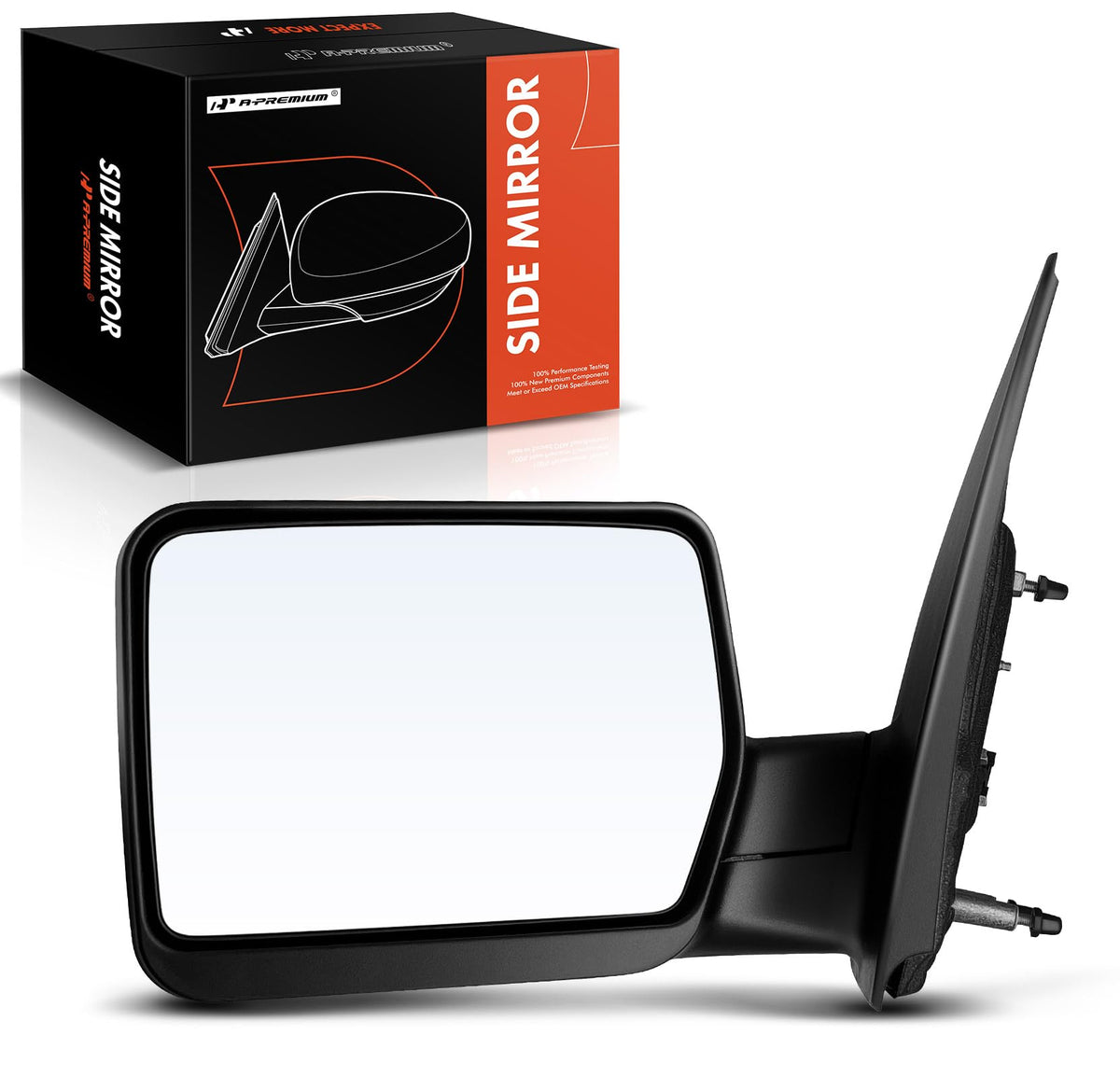A-Premium front view of driver side mirror showing power adjustment benefit