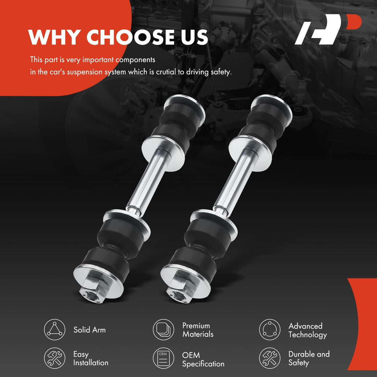 A-Premium left and right front link pair ready to replace both sides for balance