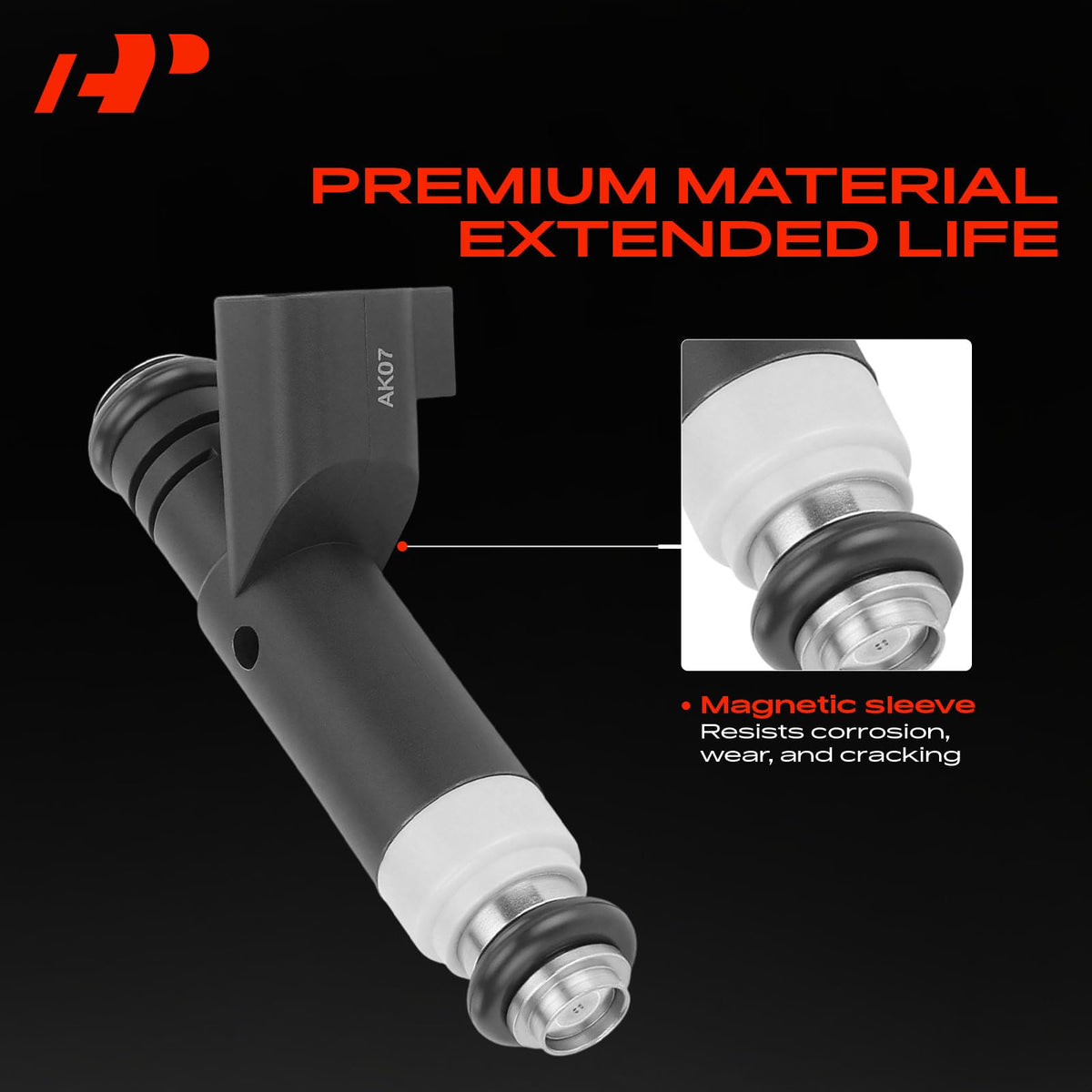 A-Premium detail of the two-blade electrical connector ensuring correct OE hookup