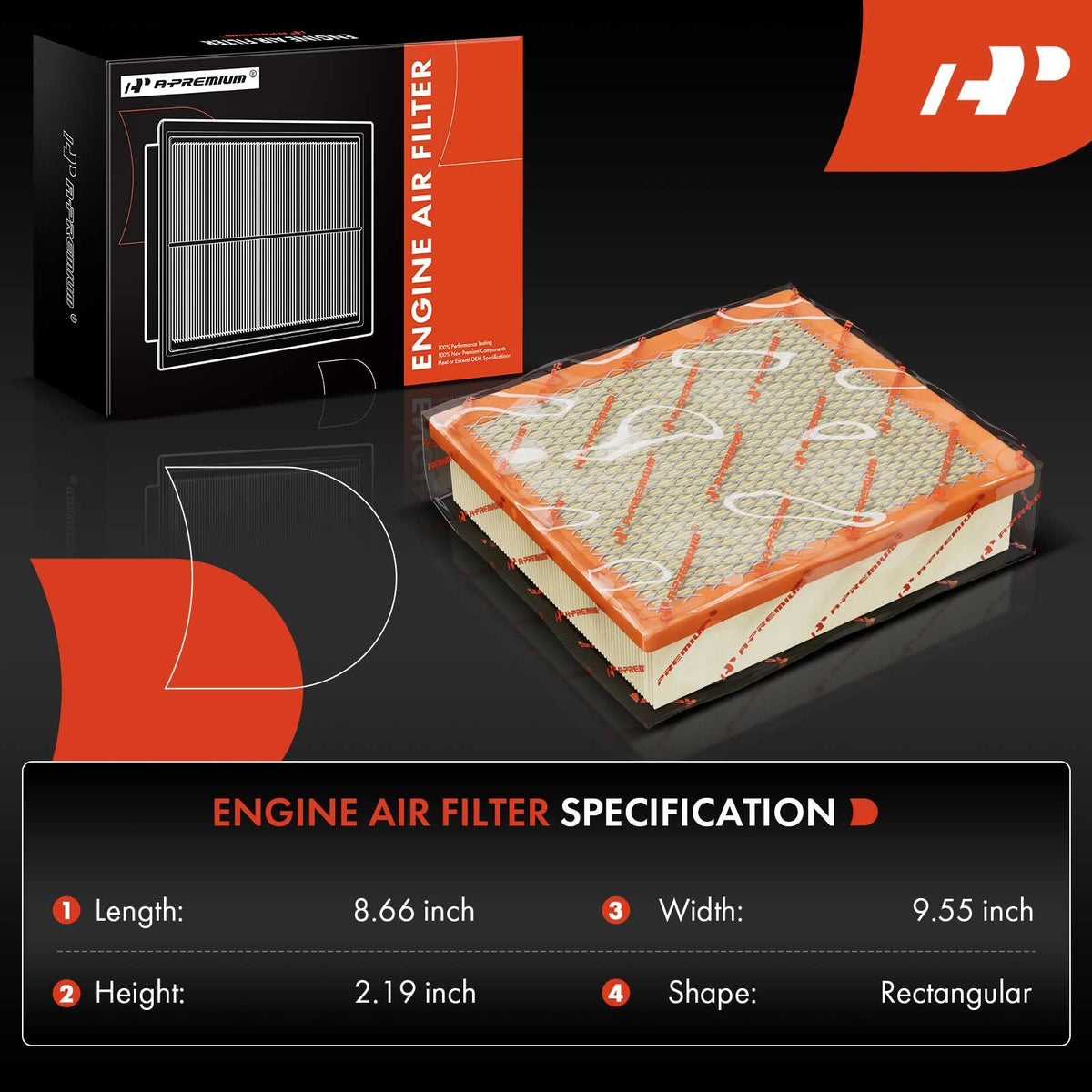A-Premium engine filter pleated media close-up showing robust filtration for engine protection