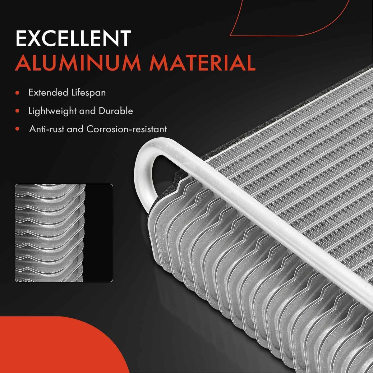 A-Premium evaporator side profile showing 74mm depth for correct clearance