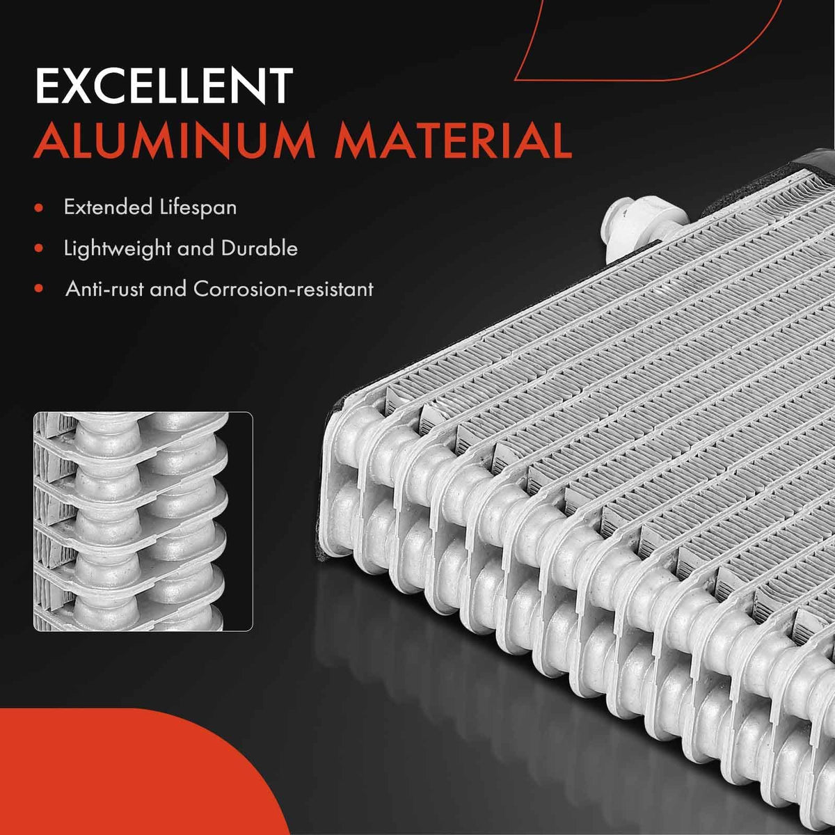 A-Premium evaporator inlet and outlet detail for exact OE connection