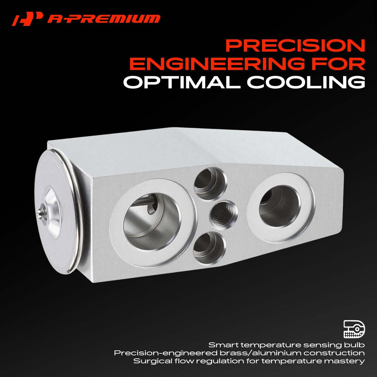 A-Premium expansion valve close-up of internal passage for improved refrigerant control