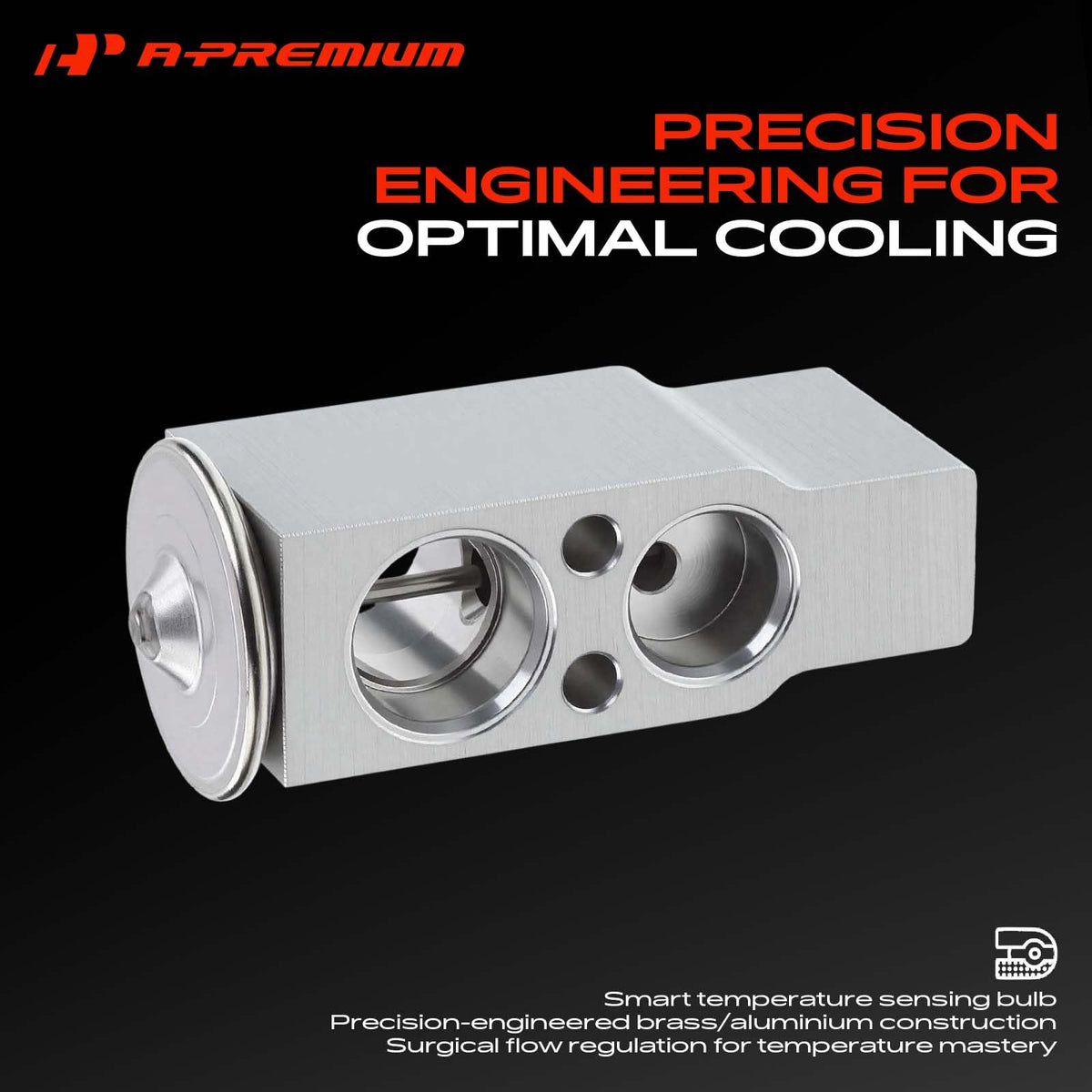 A-Premium expansion valve with packaging and included parts ensuring ready installation