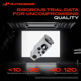A-Premium expansion valve label with reference numbers for accurate vehicle compatibility verification
