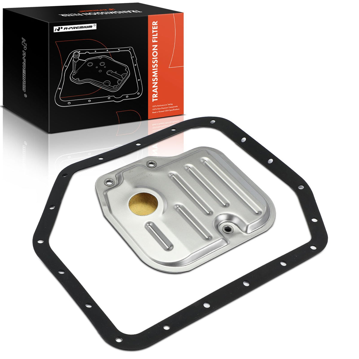 A-Premium front packaging showing filter and gasket with clear fitment benefit
