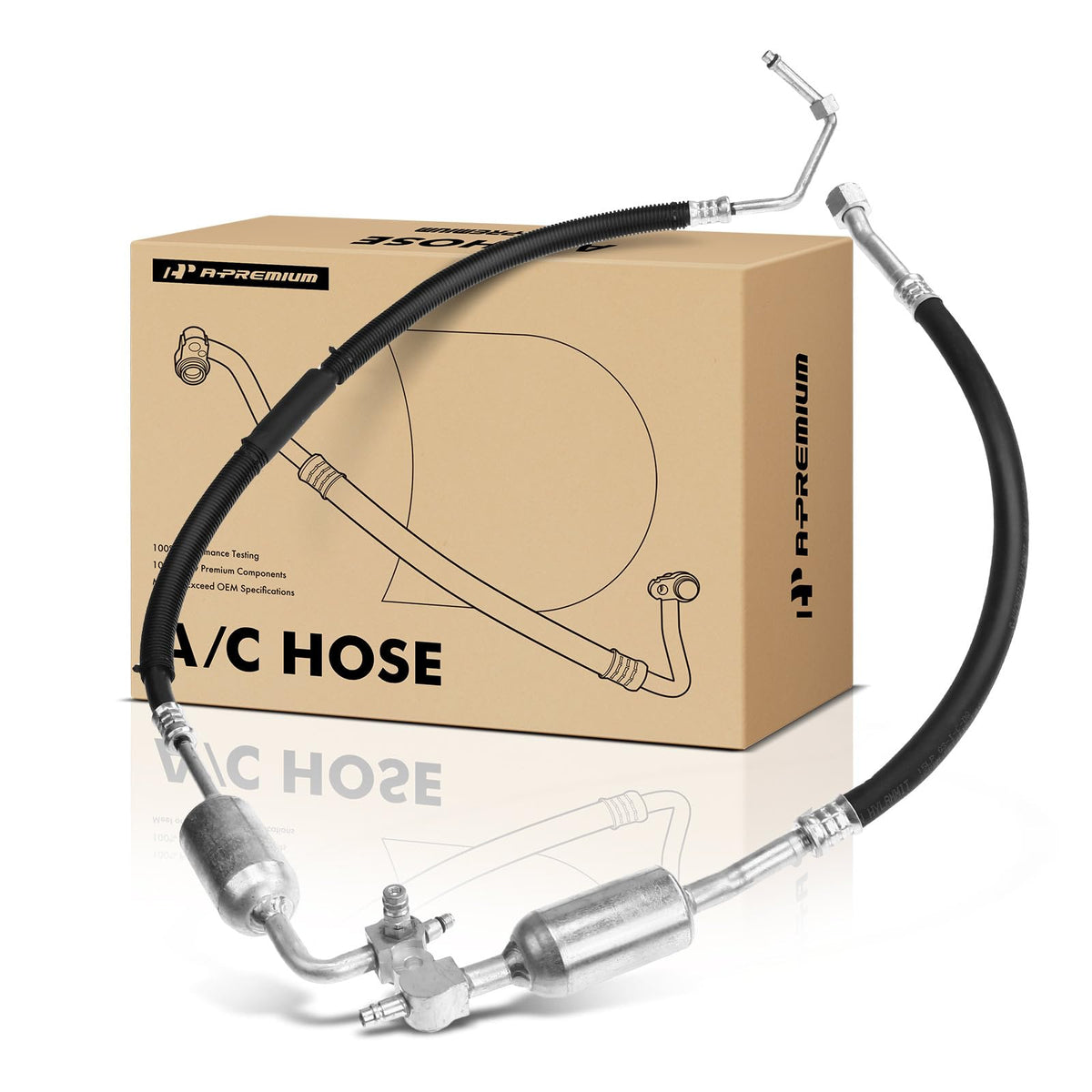 A-Premium front view of assembled suction and discharge hose showing fitment benefit