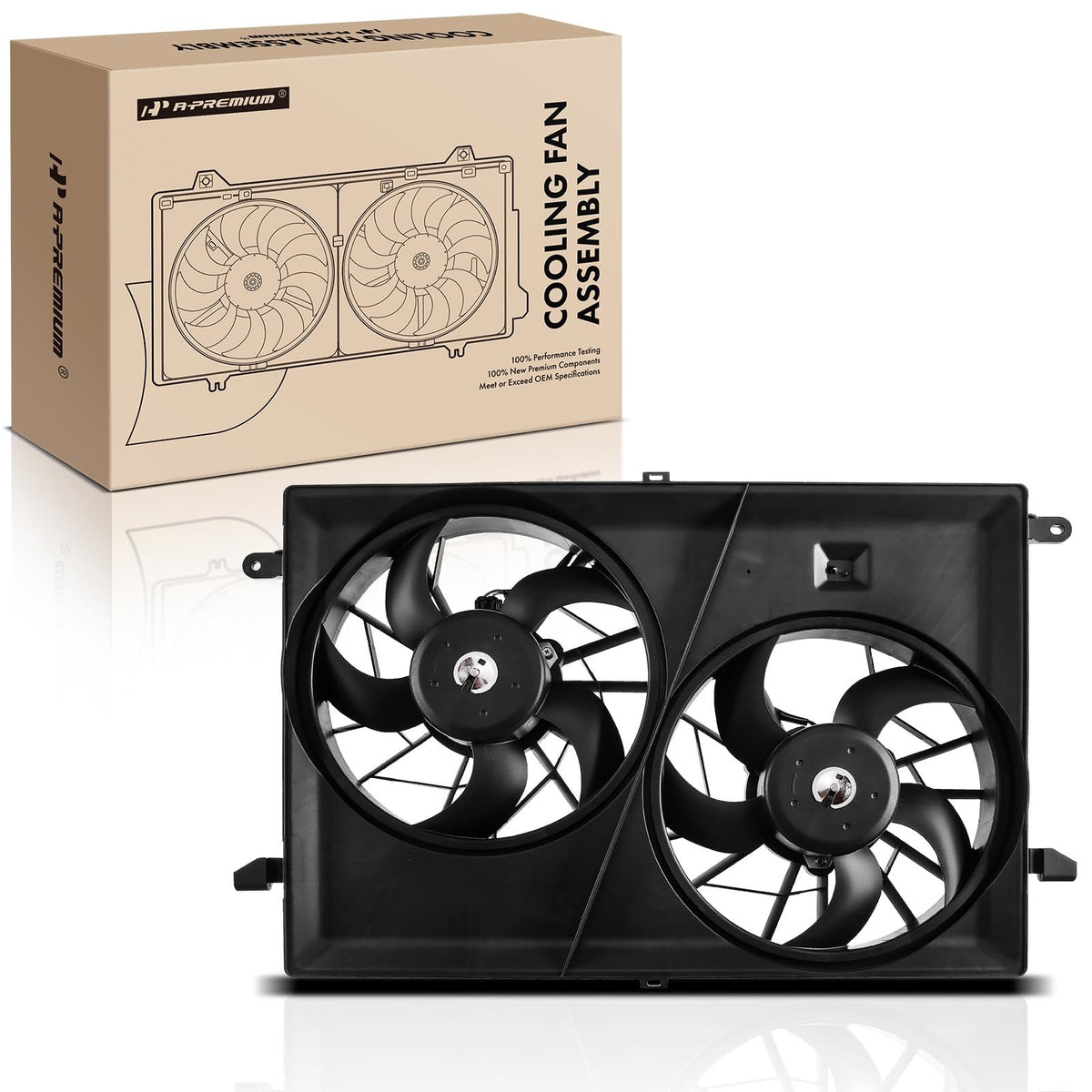 A-Premium front assembly showing dual fans and shroud for reliable cooling