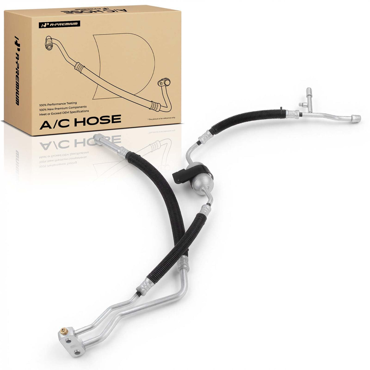 A-Premium front view of full A/C hose assembly showing complete replacement benefit