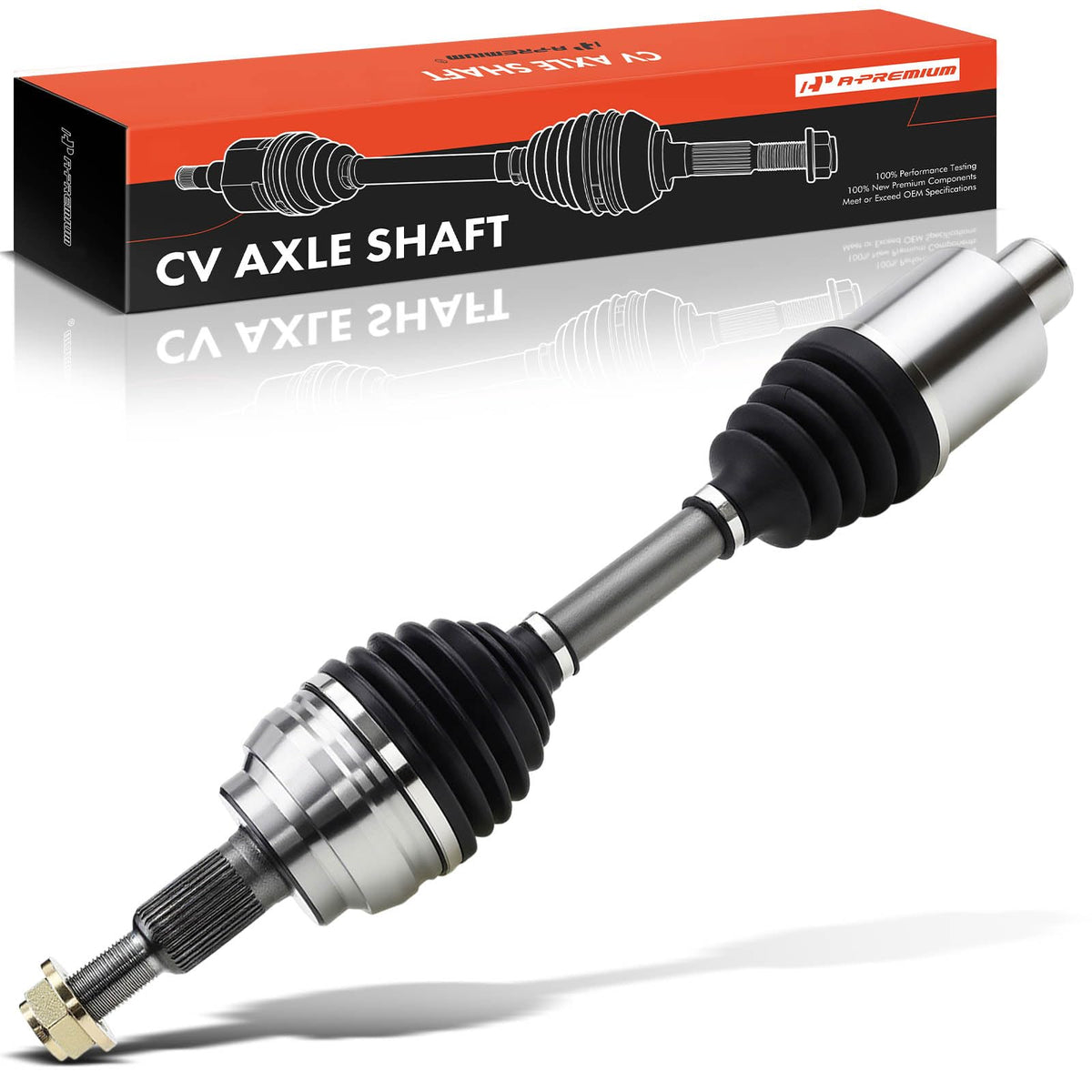 A-Premium front CV axle assembly front view showing fit and finish benefits
