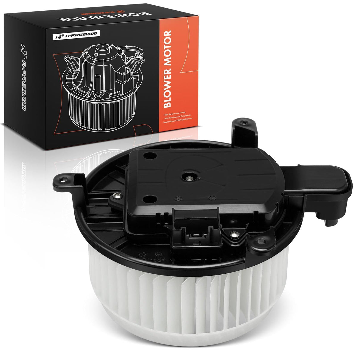 A-Premium boxed blower motor assembly showing protected packaging benefit