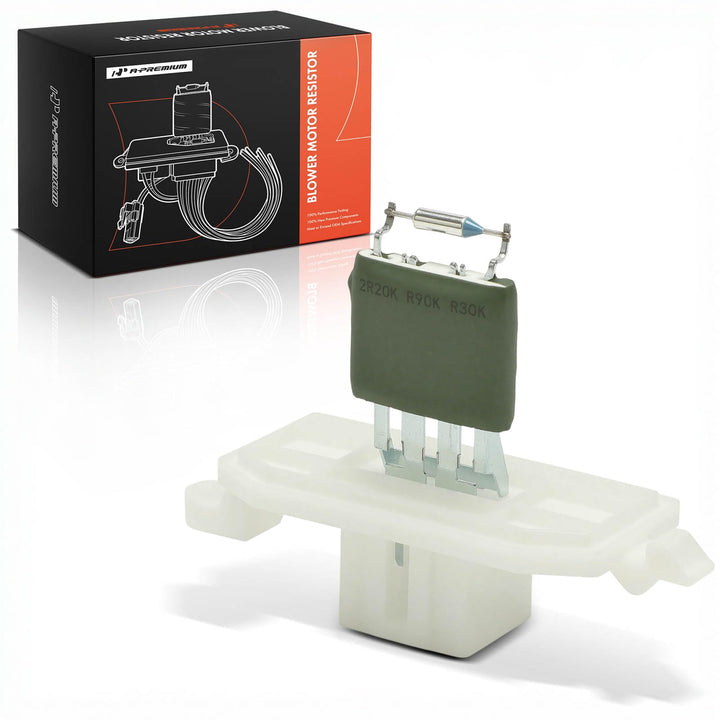 A-Premium front view of blower resistor showing fit and durable housing benefit