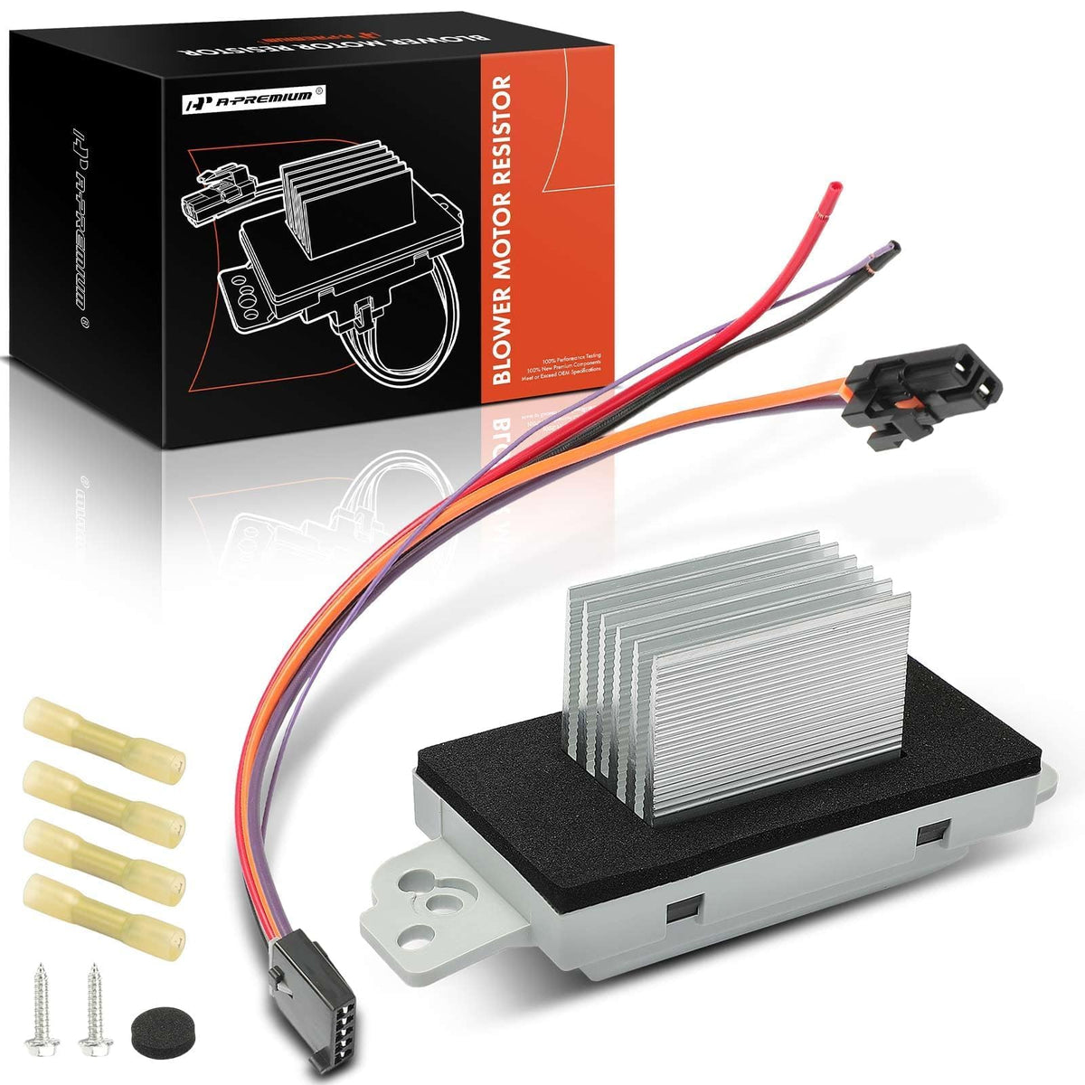 A-Premium front blower resistor package showing components and fitment benefit