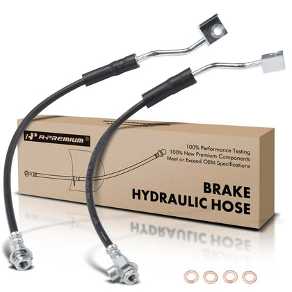 A-Premium front brake hose packaging showing ready-to-install pair and brand reliability