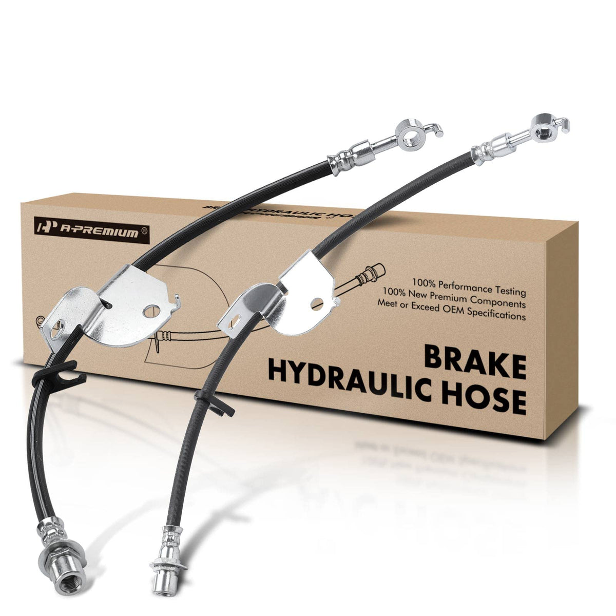 A-Premium front brake hose front view showing OE fit and durability