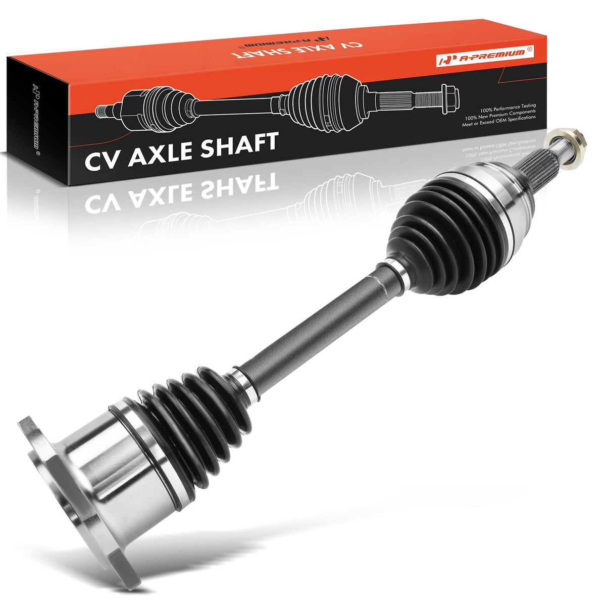 A-Premium front CV axle assembly front view showing fitment and durable construction