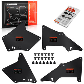 A-Premium packaged front fender liners showing complete set and benefit of ready-to-install