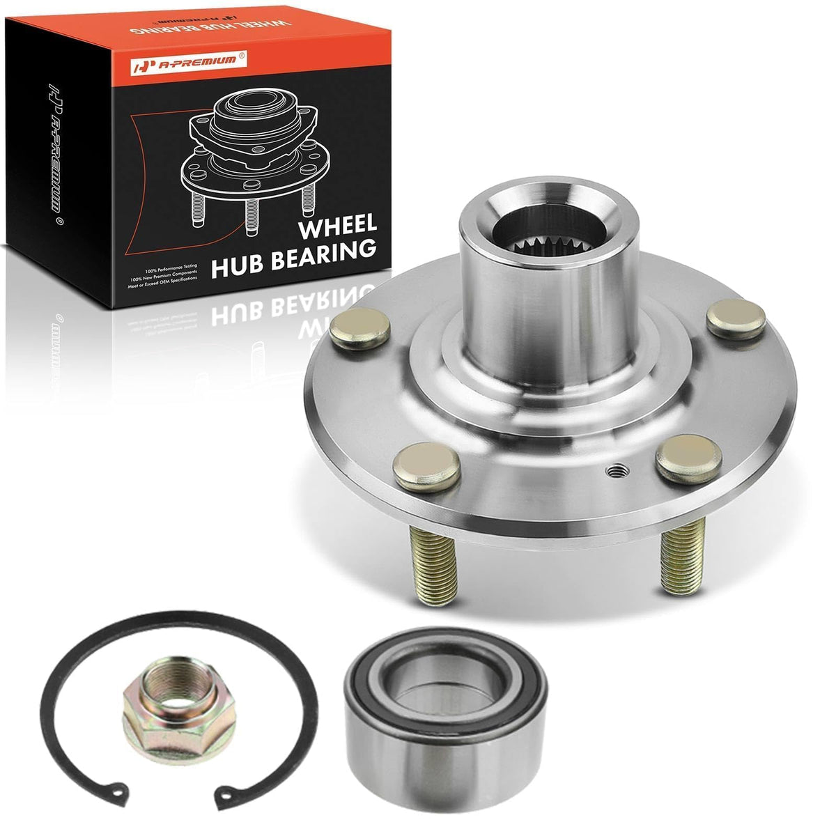 A-Premium front hub assembly front view showing fit and function