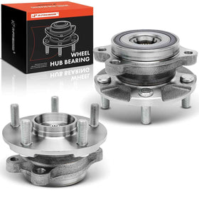 A-Premium packaged front hub pair showing parts and easy replacement benefit