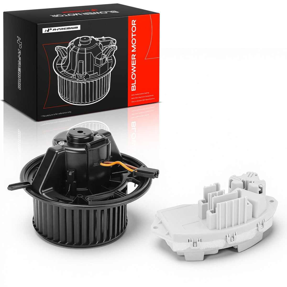 A-Premium front view of blower motor showing direct-fit design and reliable airflow