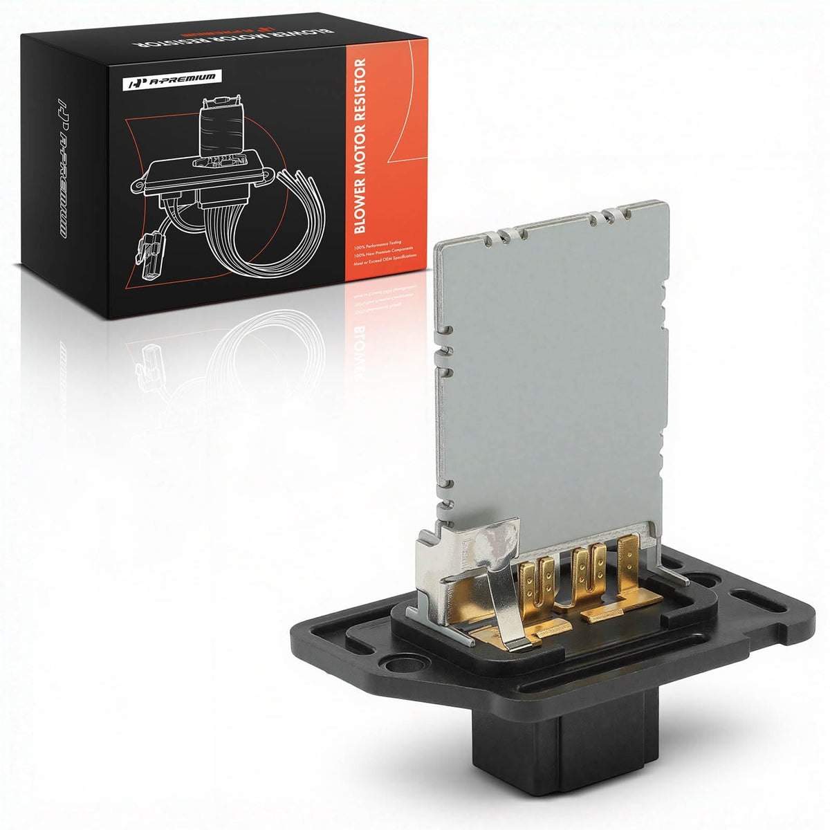 A-Premium front view of blower resistor showing compact housing and reliable fit
