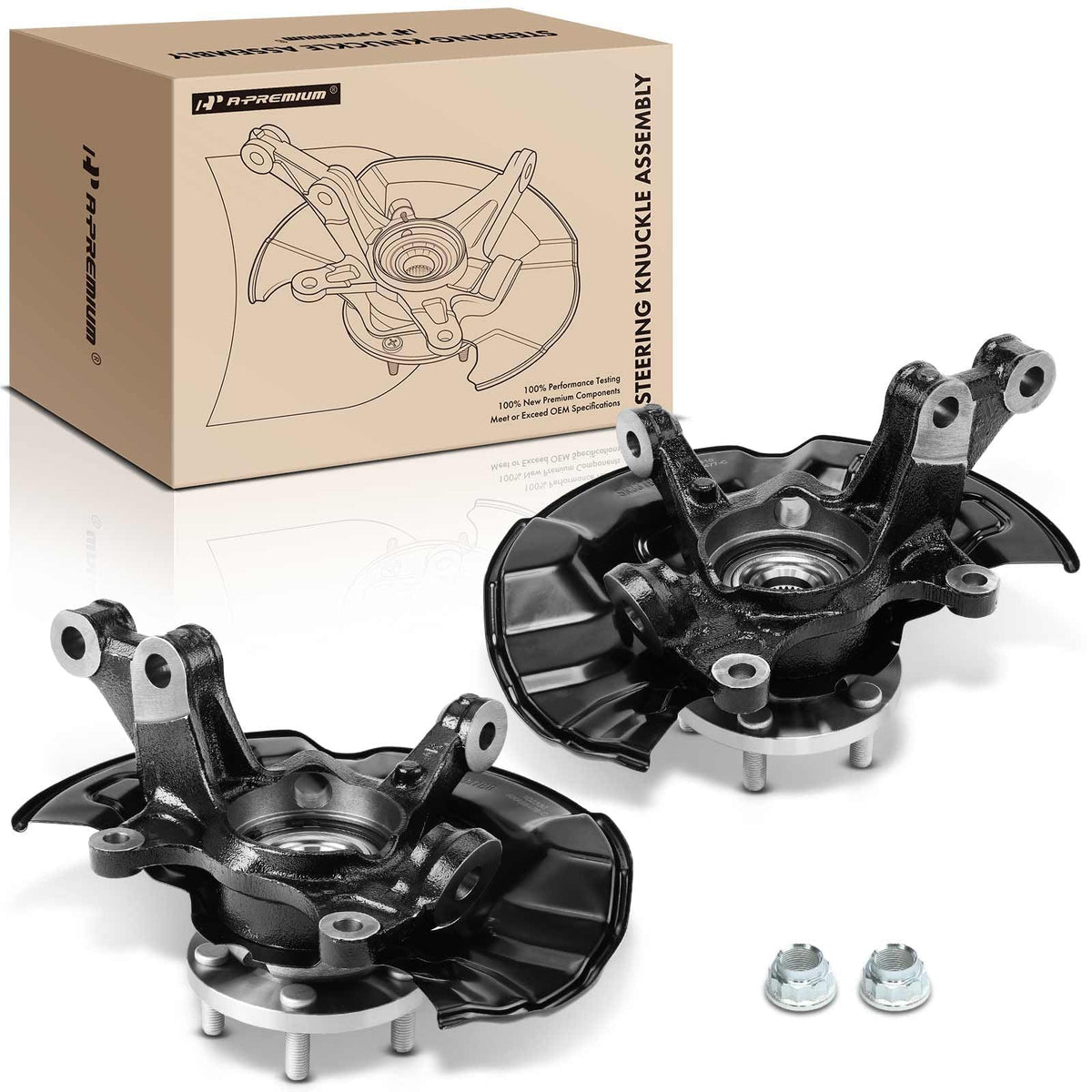 A-Premium packaged front knuckle hub assembly showing ready-to-install condition and trust
