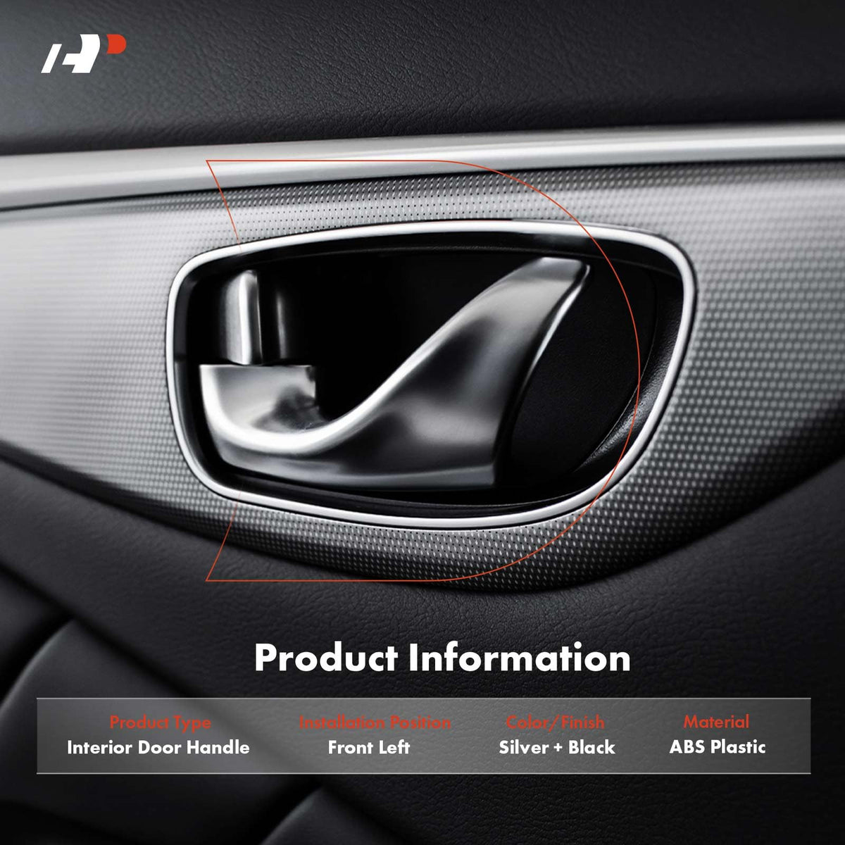 A-Premium front left handle front view highlighting silver finish