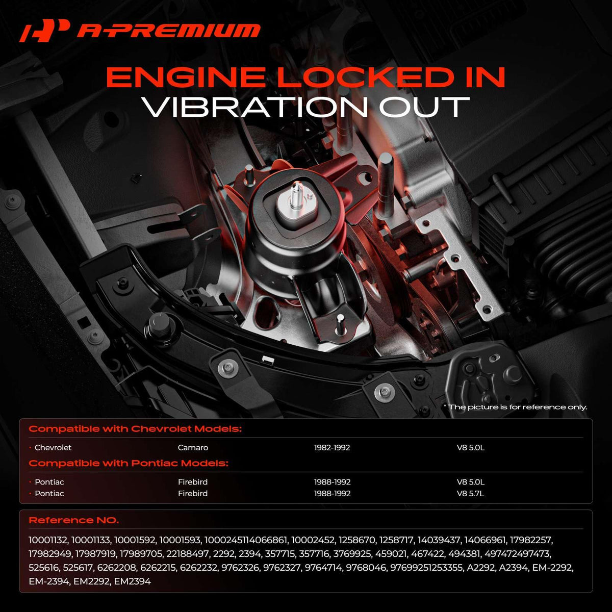 A-Premium front left motor mount close-up showing durable metal housing benefit