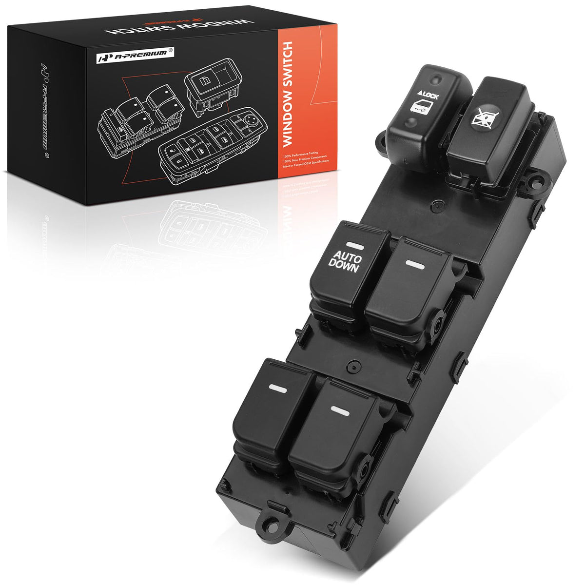 A-Premium front view of switch showing button layout and benefit of clear control