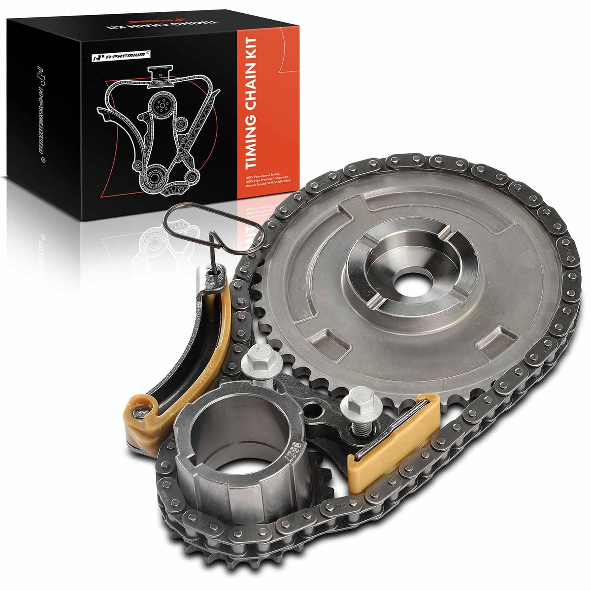 A-Premium front packaging showing timing chain kit and OEM-equivalent fitment