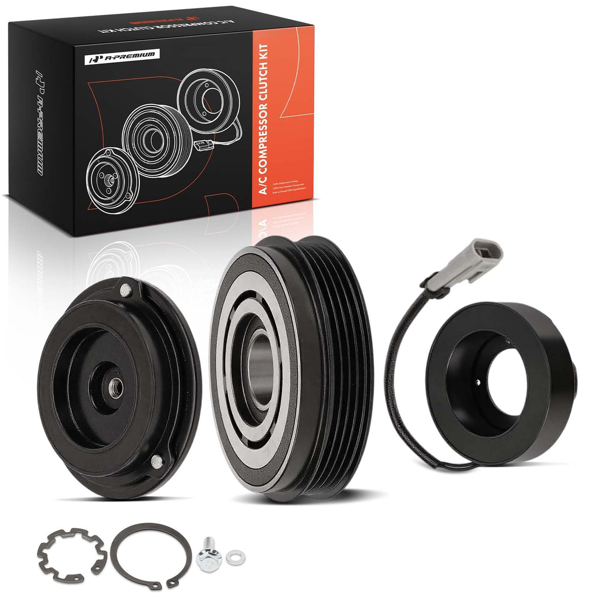 A-Premium front view of clutch kit showing components and benefit of direct fit