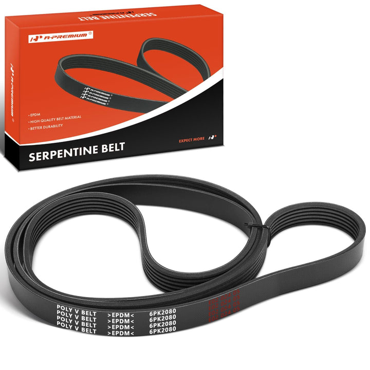 A-Premium front packaging showing the 6-rib belt and fitment details for quick selection